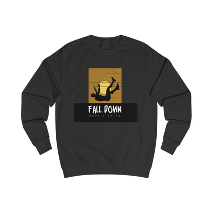Black sweatshirt with graphic design and text on a white background